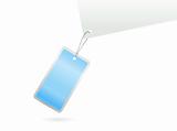 Blue tag on string. Vector art.
