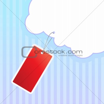 Red tag on string. Vector art.