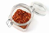 red hot chili pepper in a glass jar