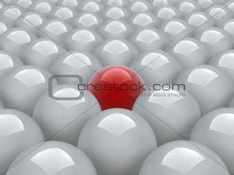 red ball in white ones