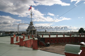 Naval flag over the Peter and Paul Fortress 
