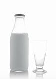 Glass and bottle of fresh milk