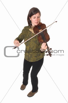 mid-age woman playing violon