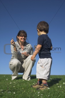 mother and son having a good