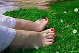 happy feet near water