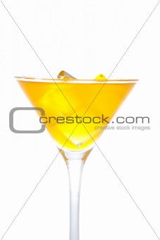 Orange cocktail with ice cubes