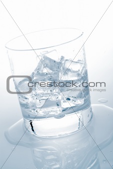 Mineral water with ice cubes