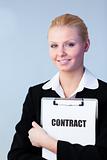 Woman holding a contract