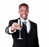 Businessman with champagne