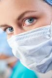 Female Doctor or Surgeon In Surgical Mask