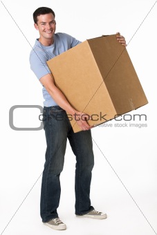 Man holding a moving a box