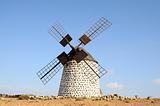 Traditional Windmill near La Oliva in Fuerteventura Spain
