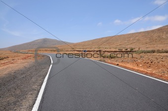 Road on Canary Island Fuerteventura, Spain