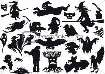 Halloween Monsters Silhouettes