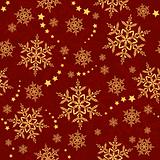 Seamless snowflakes and stars, winter pattern
