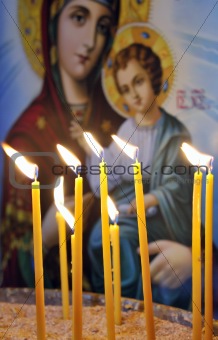 Candles in a Christian Orthodox church