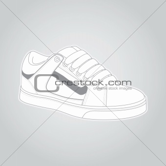 Detailed illustration about a white skate-shoe, isolated on a gray background