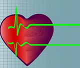 vector illustration of heart and heartbeat symbol. death