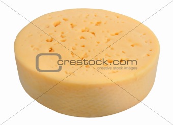 Yellow cheese of circle form.