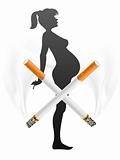 pregnant woman with cigarette - danger of smoking concept