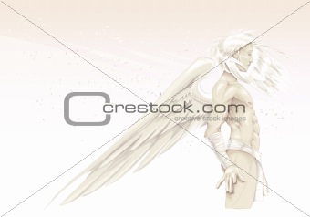 Cupid or masculine Angel with background