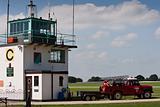 Control tower and fire truck