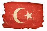 Turkey Flag old, isolated on white background.