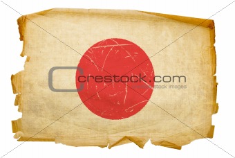 Japan Flag old, isolated on white background.