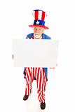 Grumpy Uncle Sam wiith Sign