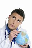Doctor check the world map health