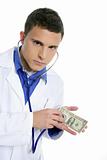 Doctor taking care of dollar note health
