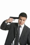Businessman trying to suicide with gun shoot