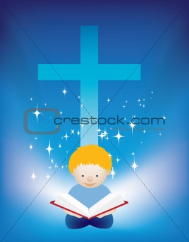 child reading bible