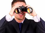 Man Looking Through Binoculars