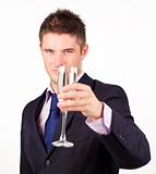 Businessman Holding a champagne glass 