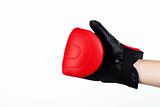 isolated shot of a man wearing boxing gloves 