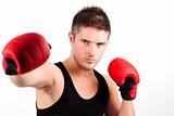 portrait of a young athletic man with boxing 