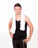 young athlethic man with a towel around him