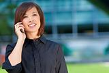 Beautiful Chinese Asian Woman On Her Cell Phone 