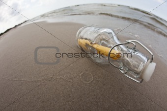 Bottle  message and sea