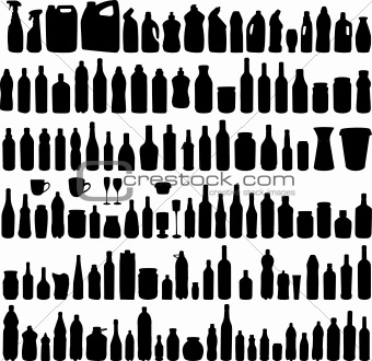 Vector collection of bottle silhouettes