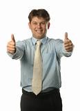 The young businessman with approving gesture