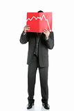 Businessman young negative chart, full length