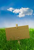 nature banner on a green grass and blue sky - marketing