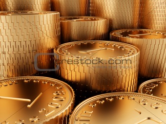 Close-up golden coins