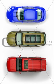 Set of top-view cars
