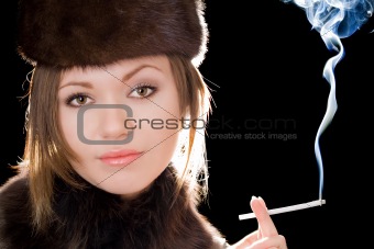Portrait of the woman with a cigarette
