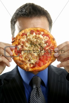 businessman and junk fast food, pizza