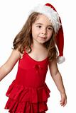 Child wearing a red Santa hat