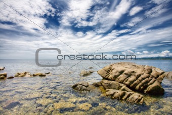 Stones in the sea on malaysian coast